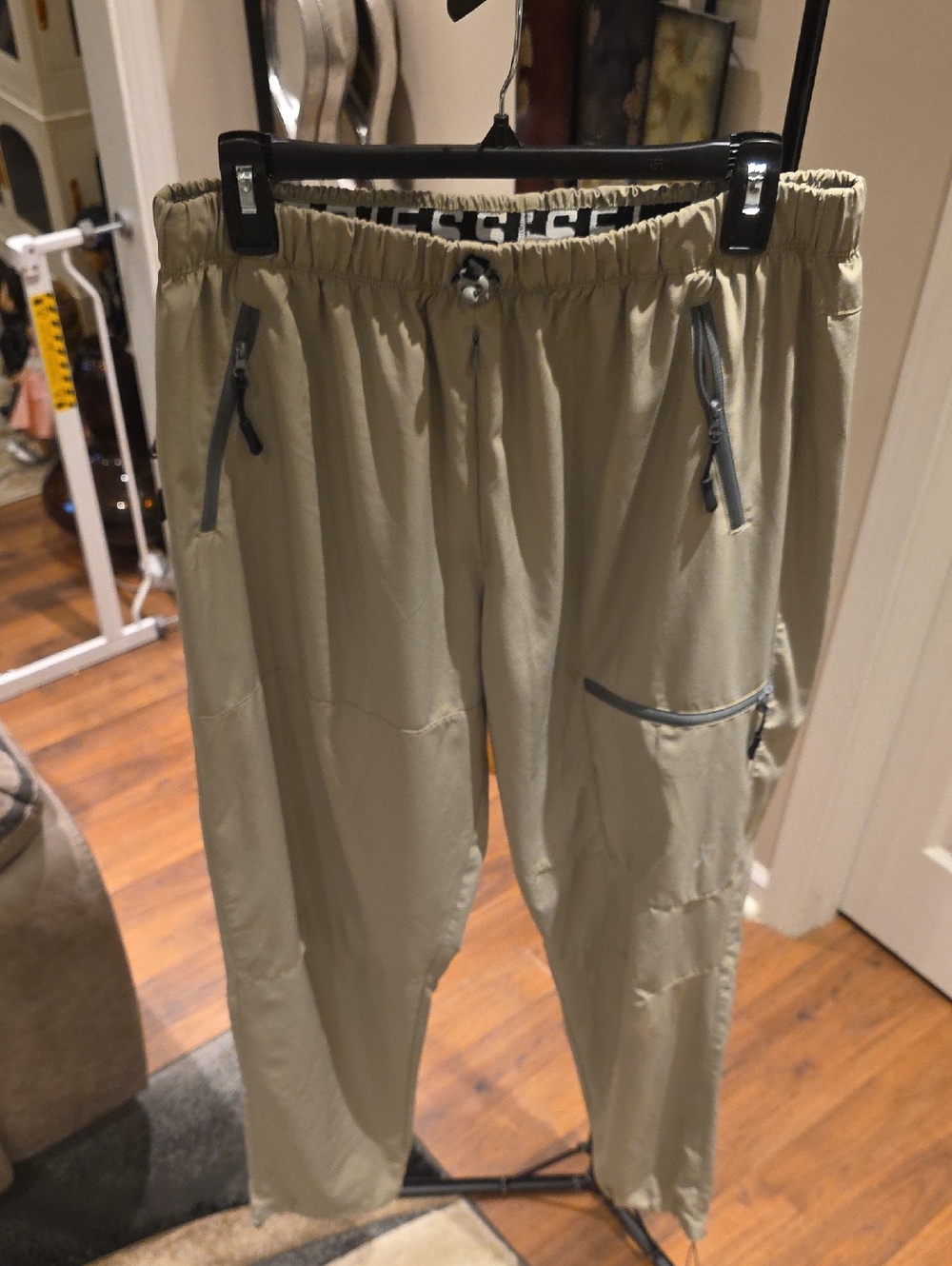 Casual Khaki Cargo Jogger Pants with Zipper Pockets